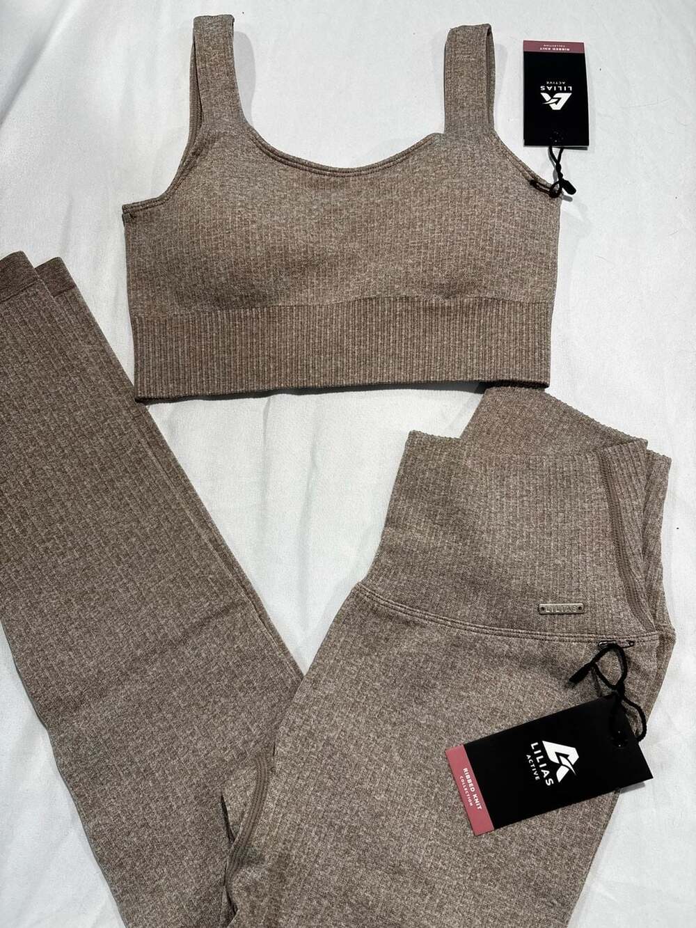 Lilias Active Ribbed Knit Collection 2-Piece Seamless Workout Set
